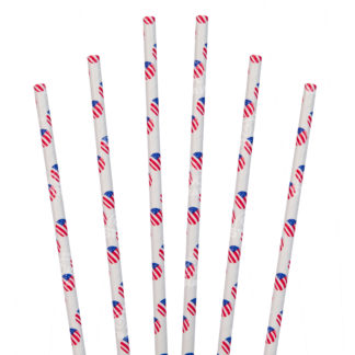 7.75" American Flag Straw, Jumbo Size - $0.01/pcs