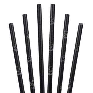7.75" Black Straw, Jumbo Size - $0.02/pcs