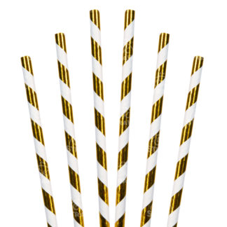 7.75" Jumbo Straw, Gold Stripe - $0.03/pcs