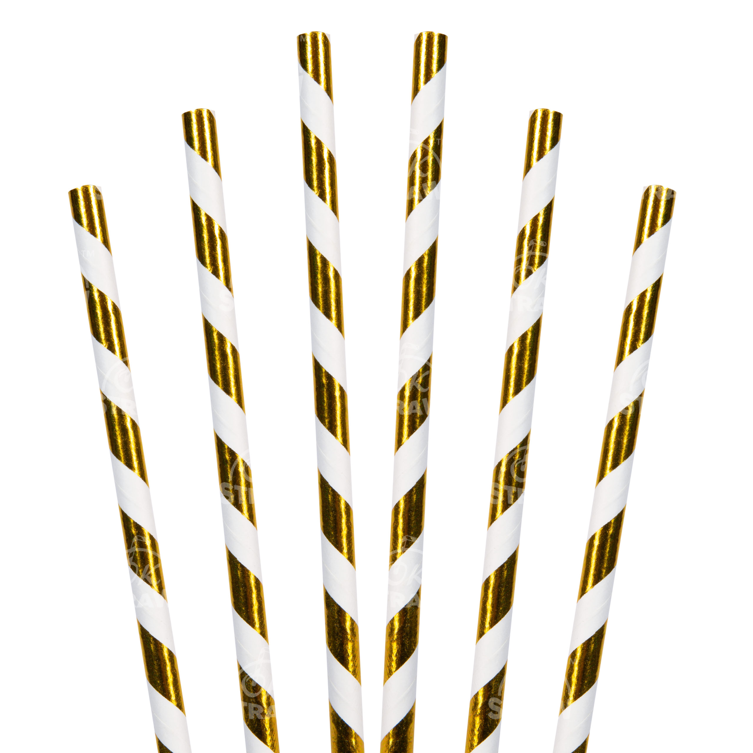 7.75" Jumbo Straw, Gold Stripe - $0.03/pcs