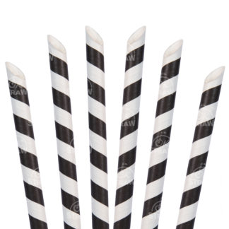 8.5" Paper Boba Straw, Black Stripe - $0.07/pcs