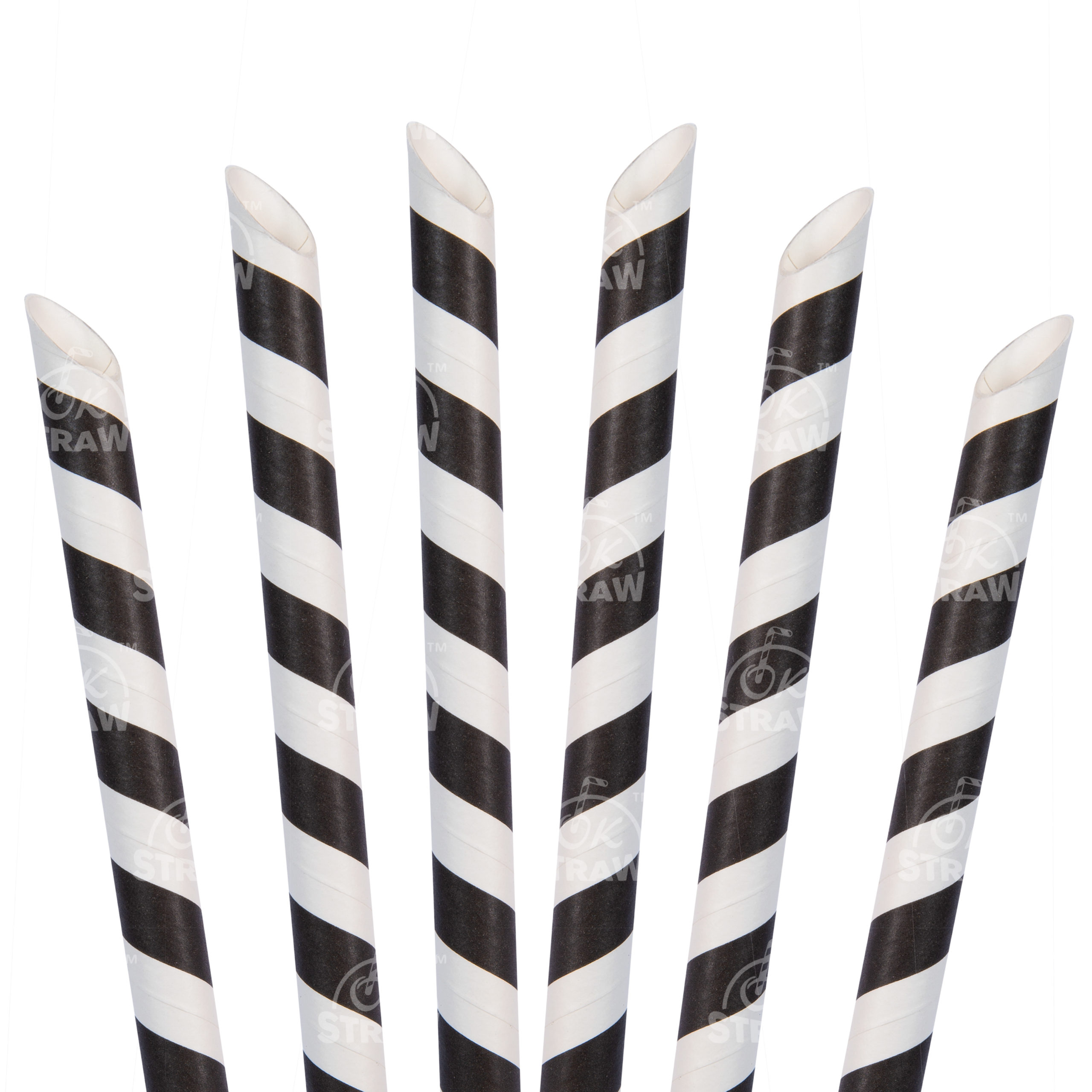 8.5" Paper Boba Straw, Black Stripe - $0.07/pcs