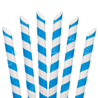 8.5" Paper Boba Straw, Blue Stripe - $0.07/pcs