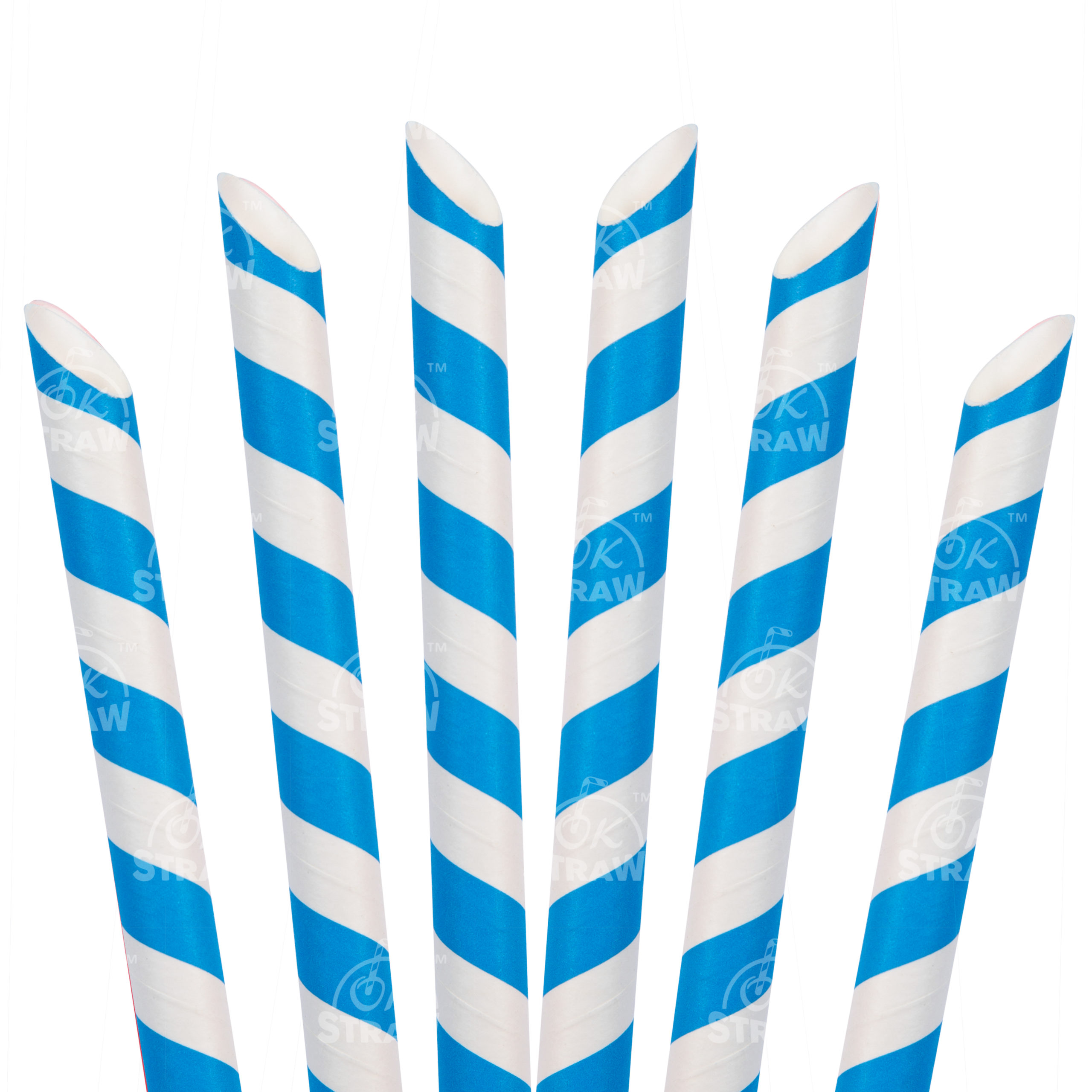 8.5" Paper Boba Straw, Blue Stripe - $0.07/pcs