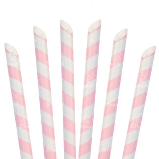 8.5" Paper Boba Straw, Pink Stripe - $0.07/pcs