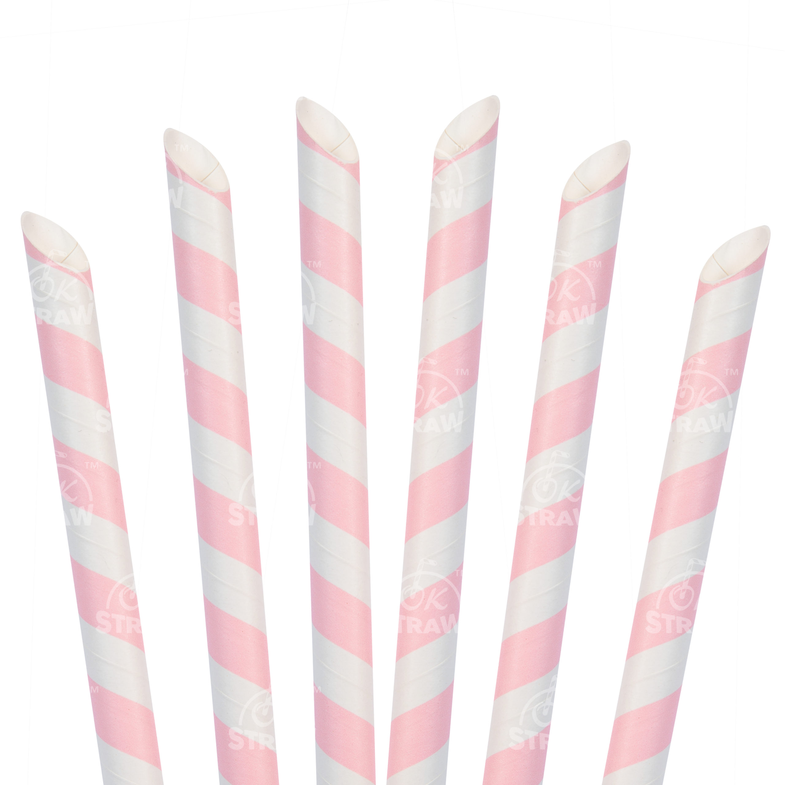 8.5" Paper Boba Straw, Pink Stripe - $0.07/pcs