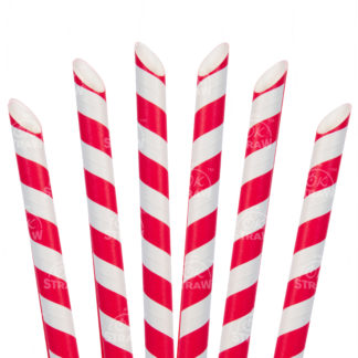8.5" Paper Boba Straw, Red Stripe - $0.07/pcs