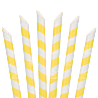 8.5" Paper Boba Straw, Yellow Stripe - $0.07/pcs