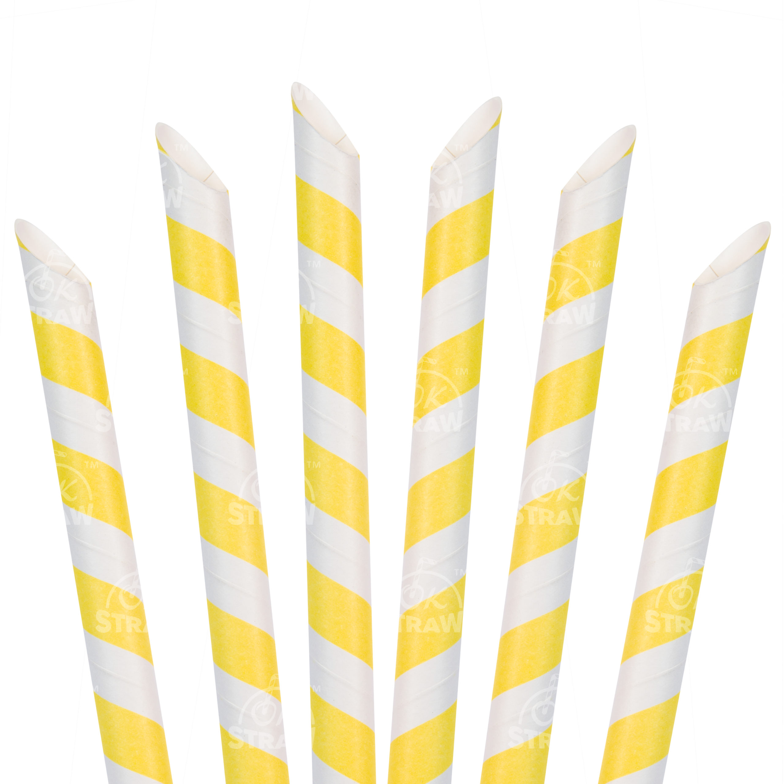8.5" Paper Boba Straw, Yellow Stripe - $0.07/pcs