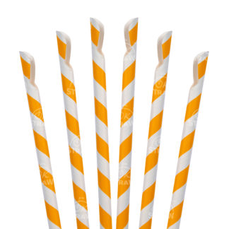 7.75" Paper Spoon Straw, Orange Stripe - $0.08/pcs