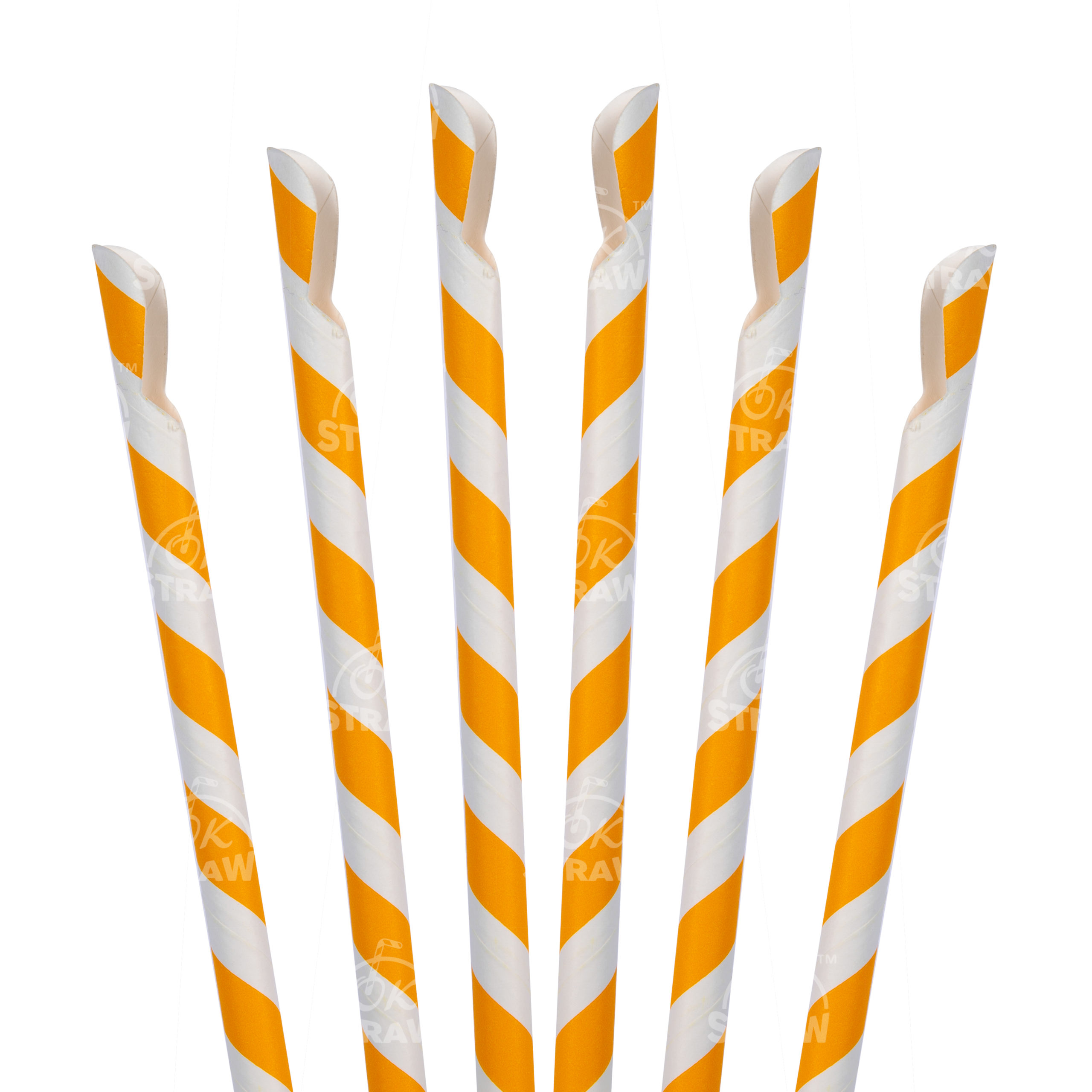 7.75" Paper Spoon Straw, Orange Stripe - $0.08/pcs