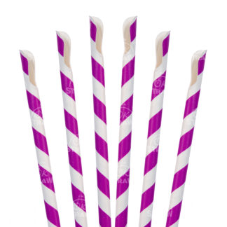 7.75" Paper Spoon Straw, Purple Stripe - $0.08/pcs