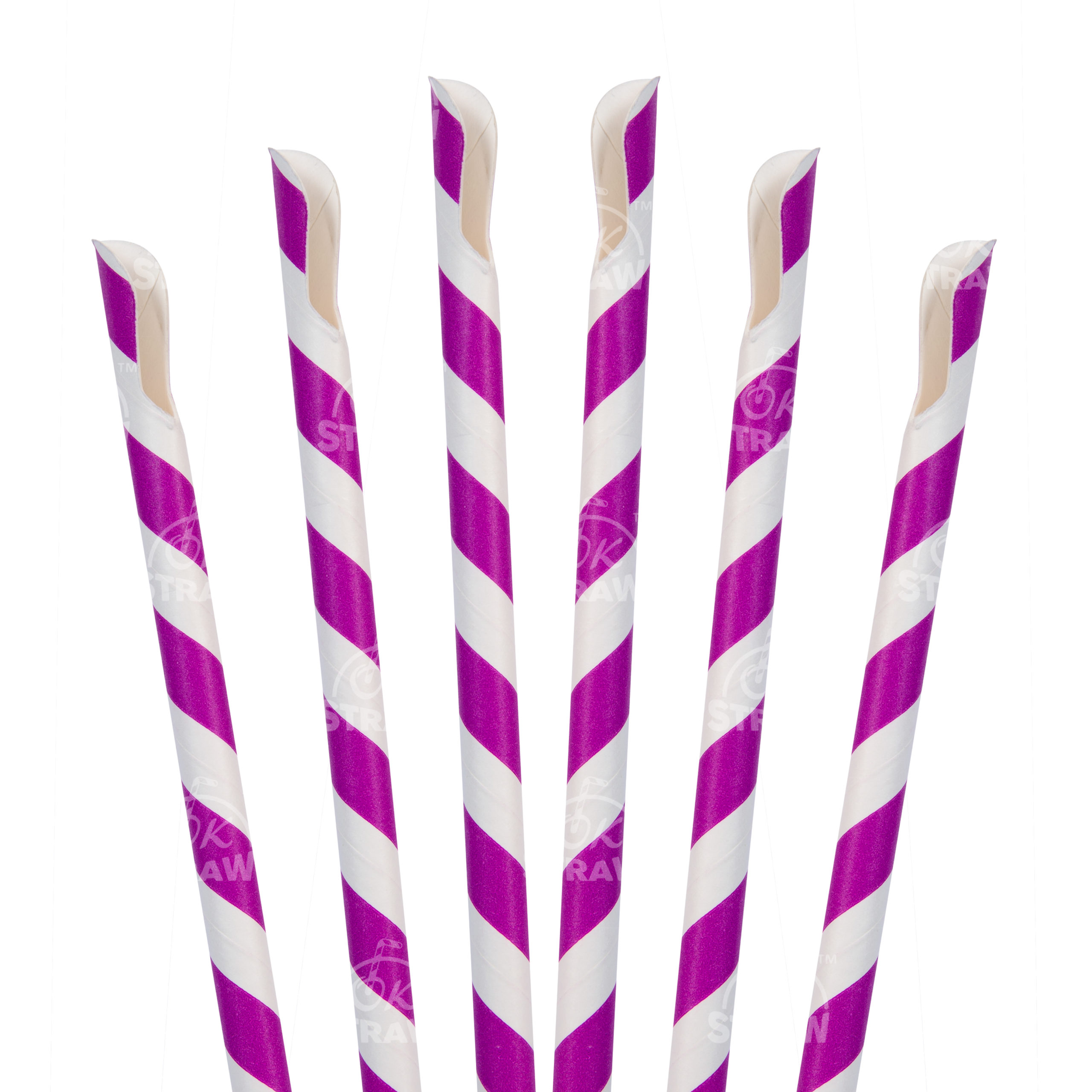 7.75" Paper Spoon Straw, Purple Stripe - $0.08/pcs