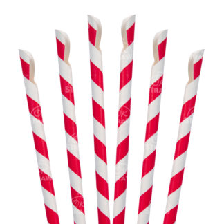 7.75" Paper Spoon Straw, Red Stripe - $0.08/pcs